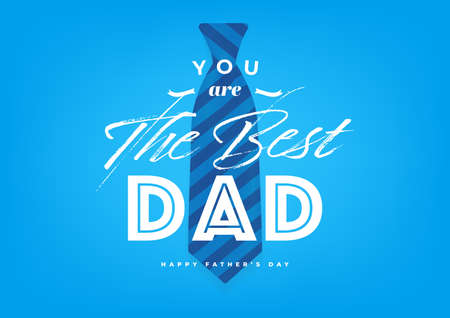 You are the best dad, Happy Father's Day with blue necktie banner and gift card. Vector Illustration.のイラスト素材