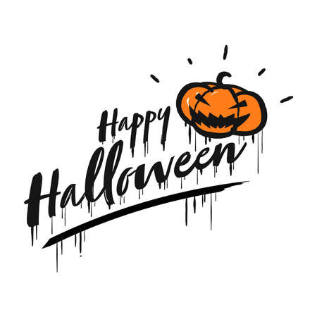 Happy halloween trick or treat  lettering. Happy halloween text banner.のイラスト素材