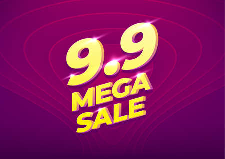 9.9 Shopping day sale poster or flyer design. 9.9 Mega sale online banner.の写真素材