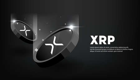 Ripple coin or XRP coin banner. XRP coin cryptocurrency concept banner background.のイラスト素材