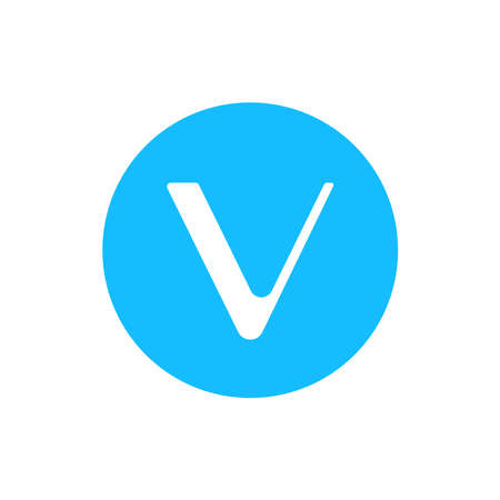 Vechain coin icon isolated on white background. VET crypto currency vector.のイラスト素材