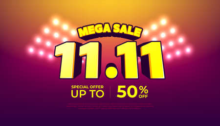 11.11 Mega sale banner template. Global shopping online sale.