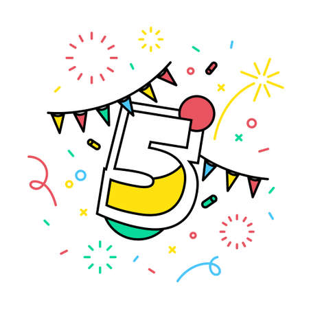 Number 5 with festive theme banner.のイラスト素材