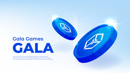 Gala coin banner. GALA coin cryptocurrency concept banner background.のイラスト素材