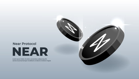 NEAR Protocol (NEAR) coin banner. NEAR coin cryptocurrency concept banner background.のイラスト素材