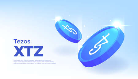 Tezos (XTZ) coin banner. XTZ coin cryptocurrency concept banner background.のイラスト素材