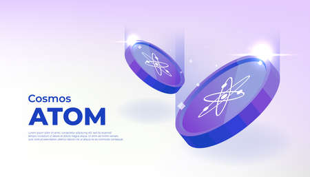 Cosmos coin banner. ATOM coin cryptocurrency concept banner background.のイラスト素材