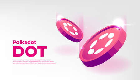 Polkadot coin banner. DOT coin cryptocurrency concept banner background.のイラスト素材