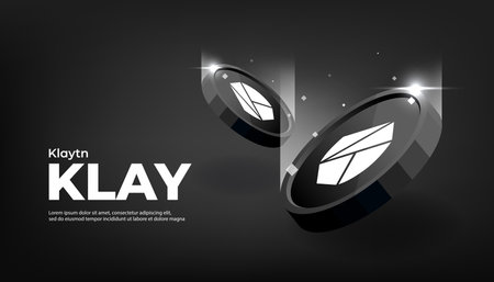 Klay crypto currency themed banner. Klay icon on modern black color background.のイラスト素材