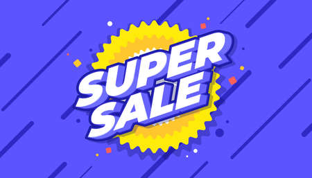 Super sale banner template. Online marketing banner , shopping day, discount holiday deal. Promotion vector.のイラスト素材