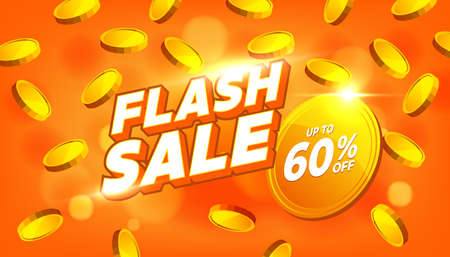 Flash sale discount banner template promotion. Special offer flash sale 60% off.の写真素材