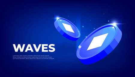 Waves coin banner. WAVES coin cryptocurrency concept banner background.のイラスト素材