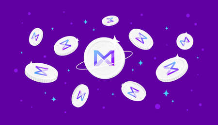MARBLEX (MBX) coins falling from the sky. MBX cryptocurrency concept banner background.のイラスト素材