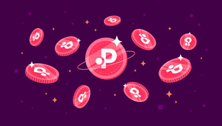 Polkastarter (POLS) coins falling from the sky. POLS cryptocurrency concept banner background.のイラスト素材