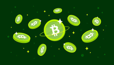 Bitcoin Cash (BCH) coins falling from the sky. BCH cryptocurrency concept banner background.のイラスト素材