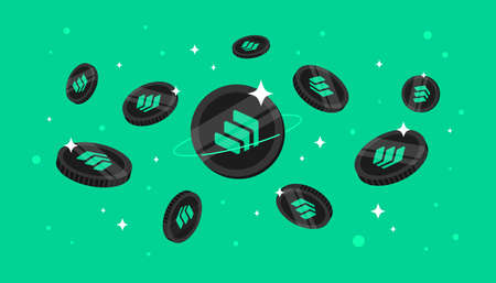 Compound (COMP) coins falling from the sky. COMP cryptocurrency concept banner background.のイラスト素材
