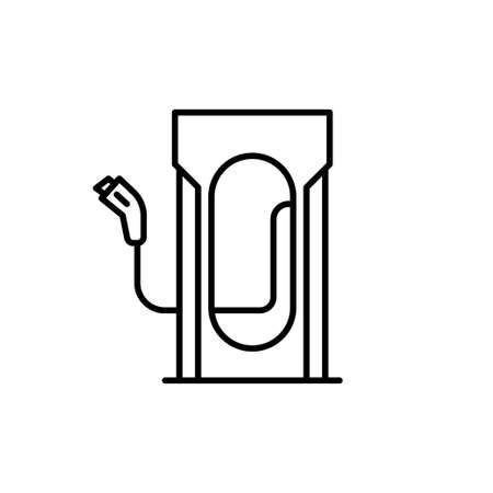 Plug-in electric vehicle charging line icon, Charging station sign.のイラスト素材
