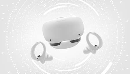 Virtual reality headset and controllers for gaming. VR helmet. Metaverse technology concept.のイラスト素材