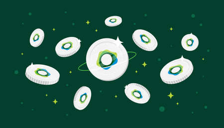 Pax Dollar (USDP) coins falling from the sky. USDP cryptocurrency concept banner background.のイラスト素材
