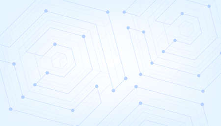 Abstract blue lines and dots connect background. Technology connection digital data and big data concept.のイラスト素材