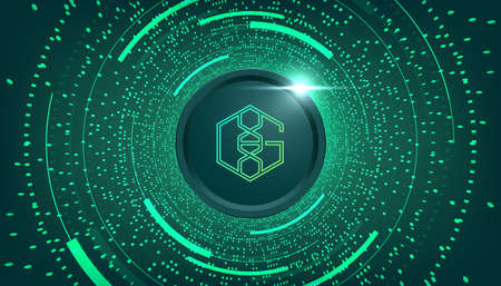 Genopets (GENE) crypto currency themed banner. GENE icon on modern black color background.の写真素材
