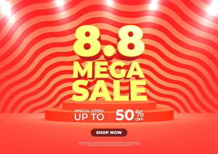 8.8 Shopping day Poster or banner. 8.8 Mega sale banner template design for social media and website.の写真素材