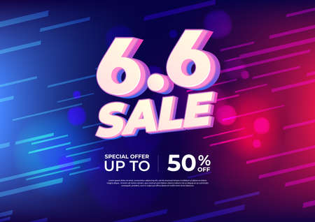 6.6 Shopping day Poster or banner. 6.6 Sale banner template design for social media and website.の写真素材