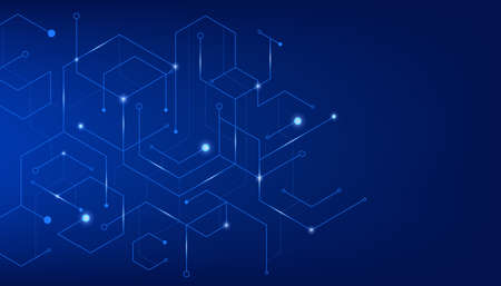 Abstract technology futuristic concept glowing blue lines and lighting on dark background. Vector illustrationのイラスト素材