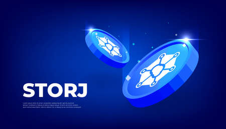 STORJ coin cryptocurrency concept banner background.のイラスト素材