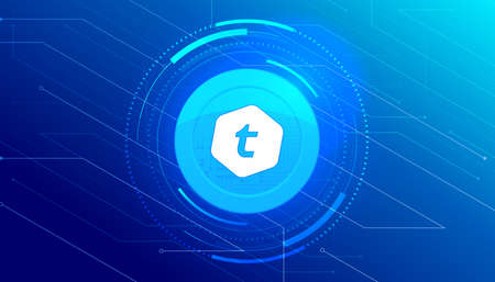 Telcoin (TEL) coin banner. TEL coin cryptocurrency concept banner background.のイラスト素材