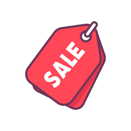 Red sale tag icon isolated.のイラスト素材