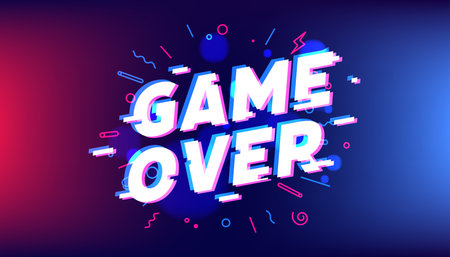 Game over text on blue background.のイラスト素材