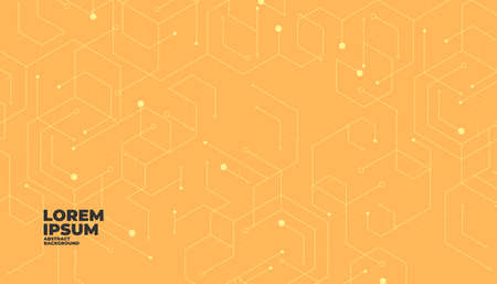 Abstract geometric dots connection on orange background. Abstract hexagon technology connect for concept design.のイラスト素材
