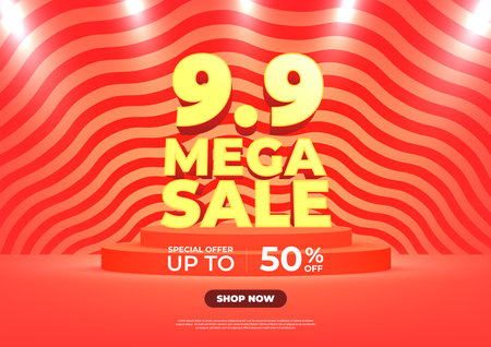 9.9 Shopping day Poster or banner. 9.9 Mega sale banner template design for social media and website.の写真素材