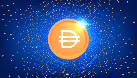 Dai coin cryptocurrency concept banner background.の写真素材