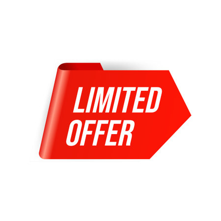 Limited offer red sticker tag isolated on white background.のイラスト素材