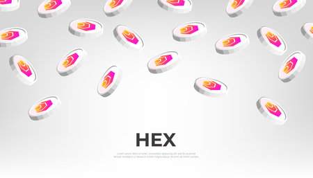 HEX coin falling from the sky. HEX cryptocurrency concept banner background.のイラスト素材