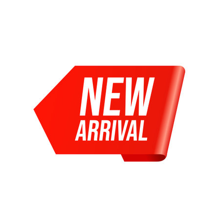 New Arrival red sticker tag isolated on white backgroundのイラスト素材