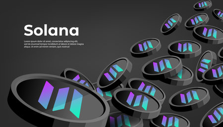 Solana (SOL) cryptocurrency concept banner background.