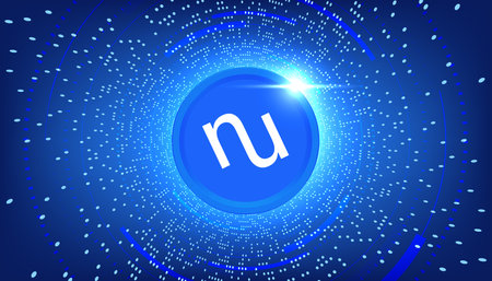 NuCypher (NU) coin banner. NU coin cryptocurrency concept banner background.の写真素材