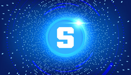 The Sandbox (SAND) coin banner. SAND coin cryptocurrency concept banner background.の写真素材