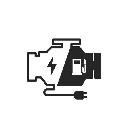 Plug-in hybrid electric vehicle (PHEV) engine icon. isolated on white background.のイラスト素材