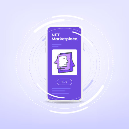 Digital art NFT non fungible tokens concept Art object on the smartphone screen.のイラスト素材