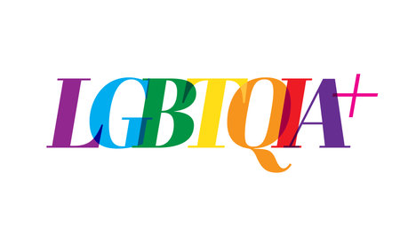 LGBTQIA+ text banner.  LGBTQIA+: Lesbian Gay Bisexual Transgender Queer Intersex Asexual. vectorのイラスト素材