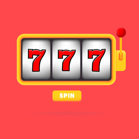 Lucky seven 777 slot machine. Casino game. Gambling fortune chance.のイラスト素材