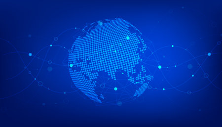 Global network connection. Abstract Earth Map. Big data visualization background. vectorのイラスト素材