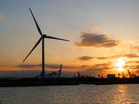 Kashima coastal industrial zone sunsetの写真素材