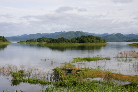 Views of the reservoir, homogeneous earth dam.の写真素材