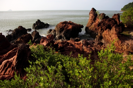 rocky beach at eastern part of Thailand.の写真素材