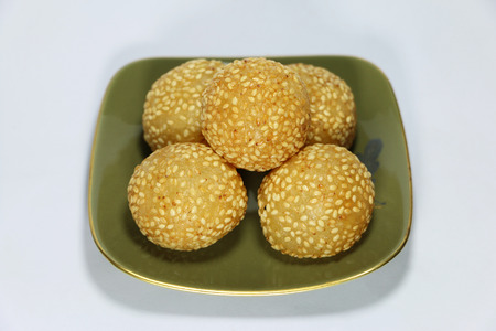 Golden sesame ballsの写真素材